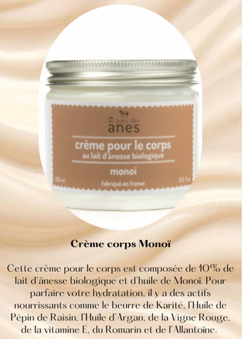 Crème corps au lait d’ânesse biologique monoï 200 ml